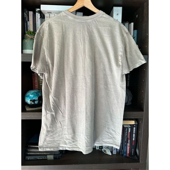 🐿️ NWOT Nirvana Acid Wash Tan Gray Smiley Graphic Unisex Short Sleeve Tee Large - Picture 2 of 5